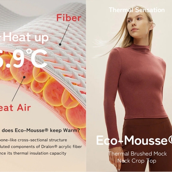 OGL Mid Thermal Thermal Brushed Mock Neck Crop Top - Picture 12 of 13